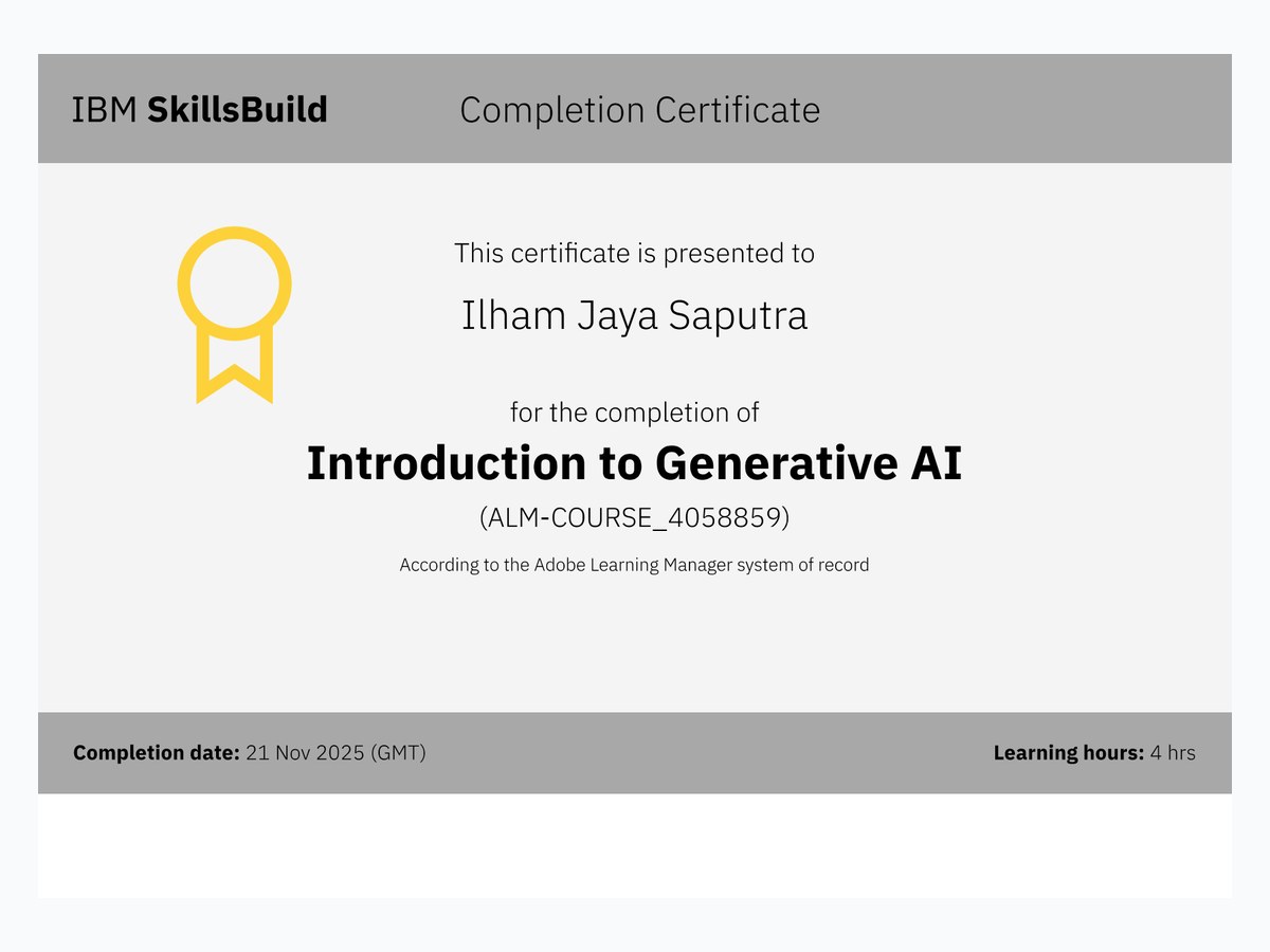 Introduction to Generative AI certificate preview
